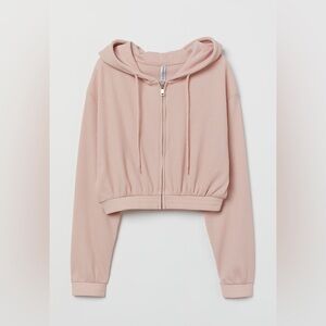 H&M Light Pink Waffle Hooded Jacket, Large